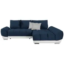 Ecksofa in Weiß, Hellgrau, Dunkelblau