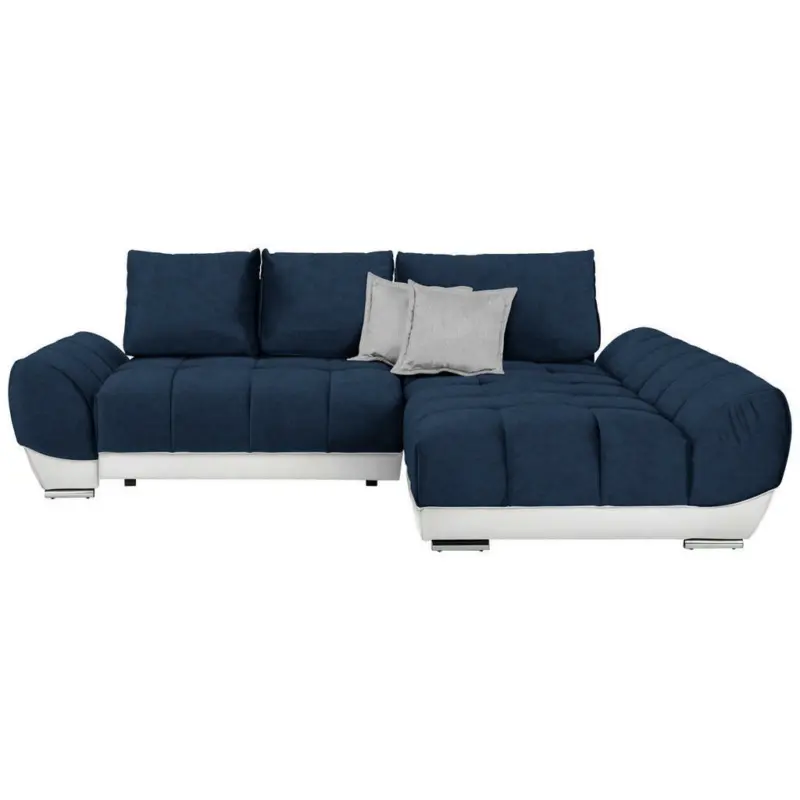 Ecksofa in Weiß, Hellgrau, Dunkelblau