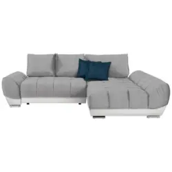 Ecksofa in Weiß, Hellgrau, Dunkelblau