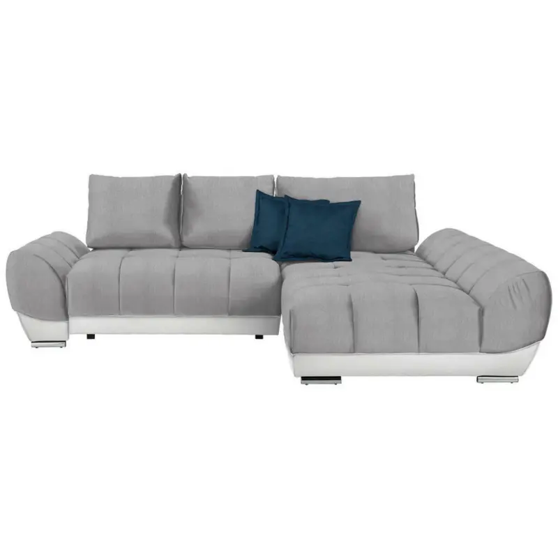 Ecksofa in Weiß, Hellgrau, Dunkelblau