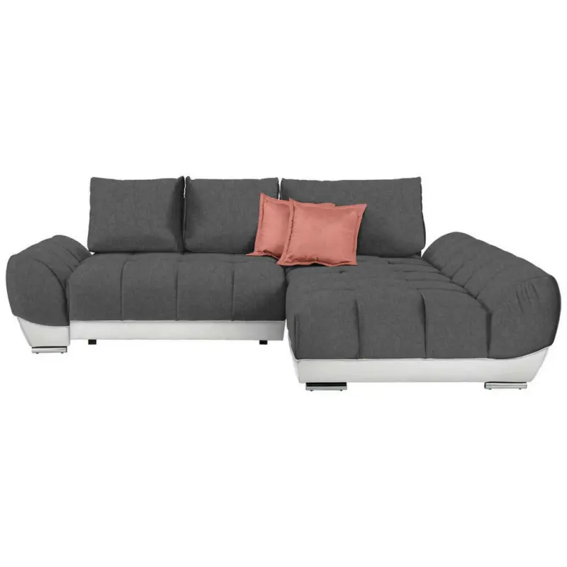 Ecksofa in Rosa, Weiß, Dunkelgrau