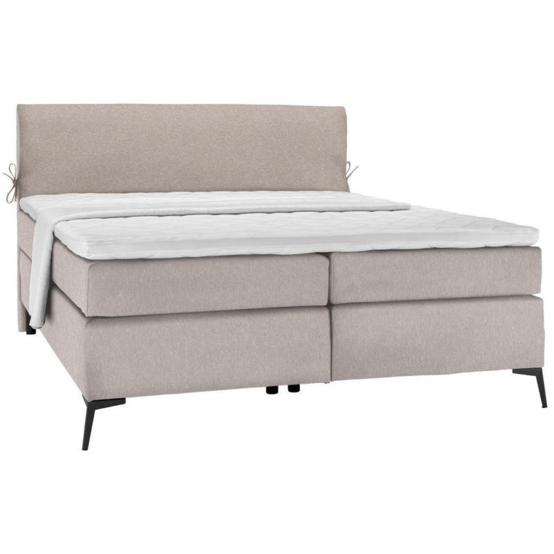 Boxspringbett 200/200 cm in Hellgrau, Beige