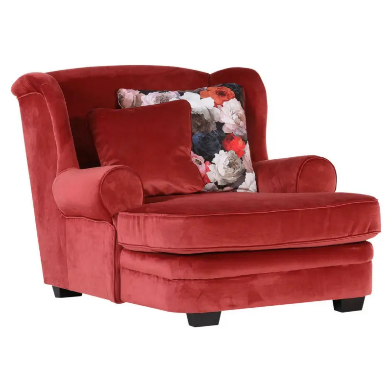 Ohrensessel in Velours Rot