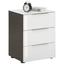 Nachtkästchen in Anthrazit, Weiß