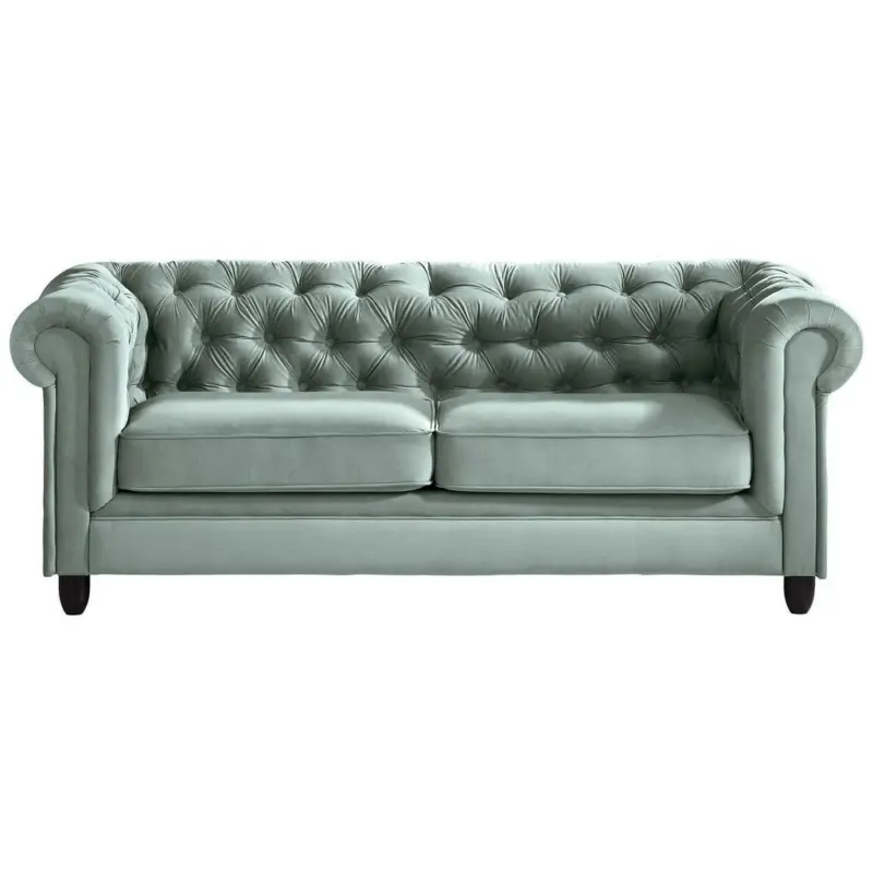 Chesterfield-Sofa in Chenille Mintgrün