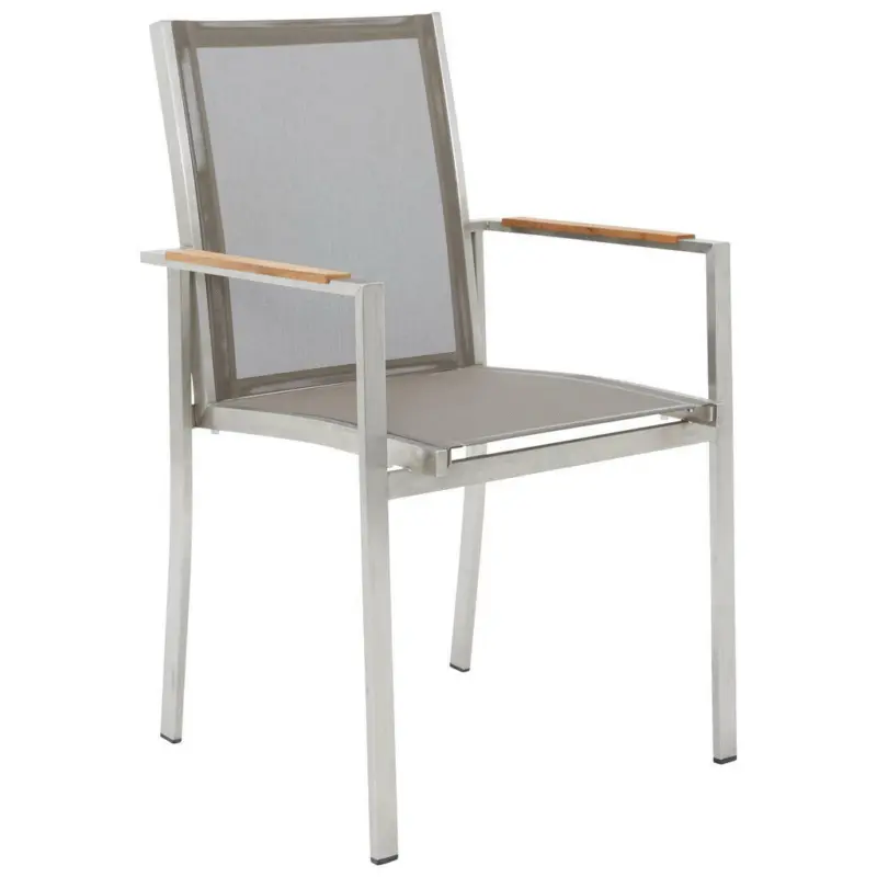 Stapelsessel in Metall, Textil Grau, Silberfarben