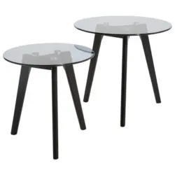 Beistelltischset in Holz, Glas 50/50/45 cm