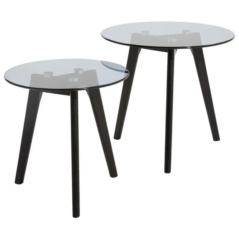 Beistelltischset in Holz, Glas 50/50/45 cm