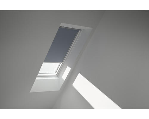 VELUX Verdunkelungsrollo uni blaugrau manuell Rahmen weiß DKL P08 4581SWL