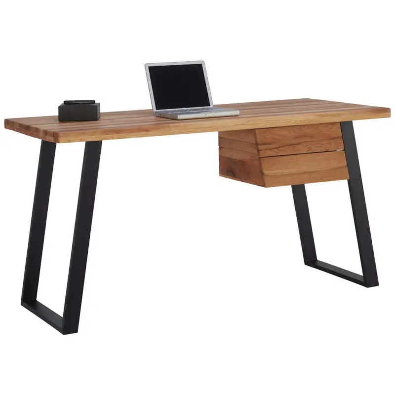 Schreibtisch 145/65/75 cm in Schwarz, Eichefarben