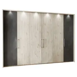 Drehtürenschrank in Eichefarben, Schieferfarben