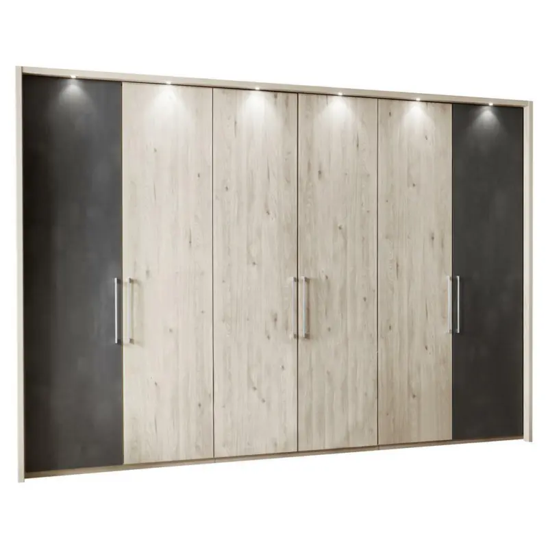 Drehtürenschrank in Eichefarben, Schieferfarben