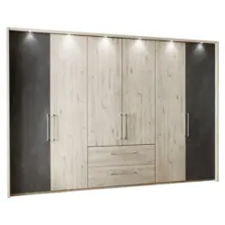 Drehtürenschrank in Eichefarben, Schieferfarben