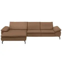 Ecksofa in Mikrofaser Hellbraun