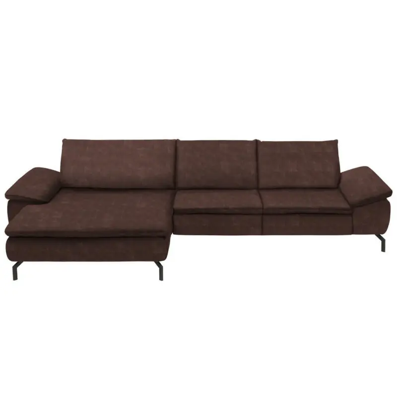 Ecksofa in Mikrofaser Braun, Kastanienfarben
