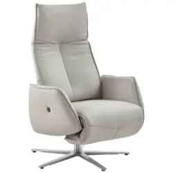 Relaxsessel in Leder Hellgrau