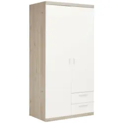 Dreht&uuml;renschrank in Wei&szlig;, Eichefarben