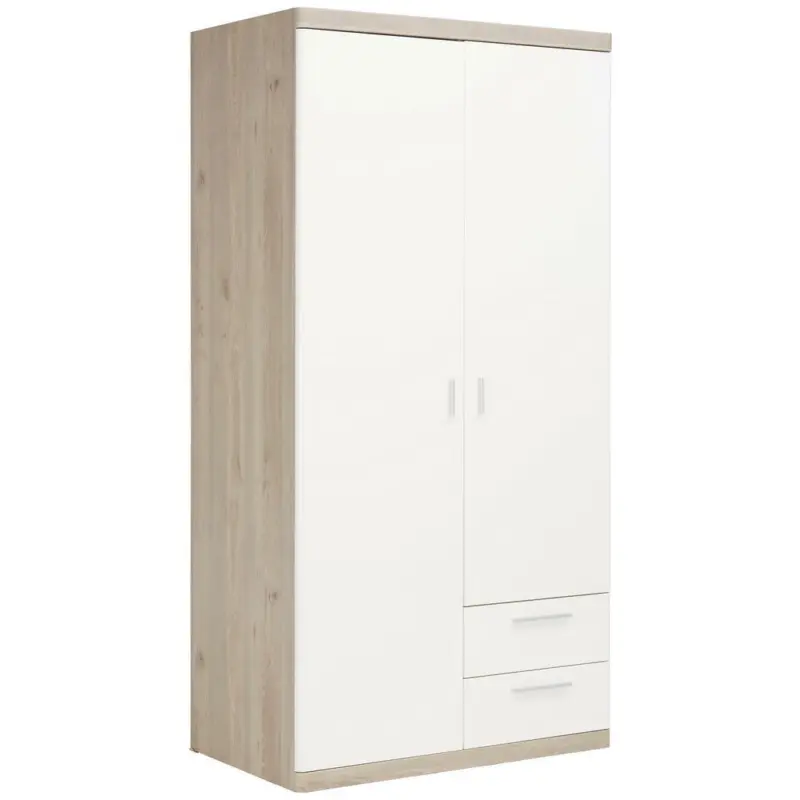 Dreht&uuml;renschrank in Wei&szlig;, Eichefarben