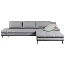 Ecksofa in Webstoff Hellgrau