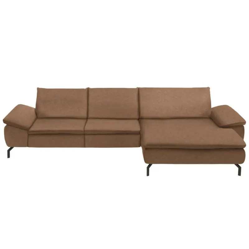 Ecksofa in Mikrofaser Hellbraun
