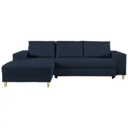 Ecksofa in Webstoff Dunkelblau