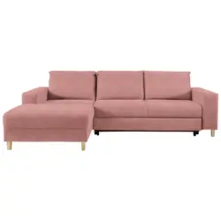 Ecksofa in Samt Rosa