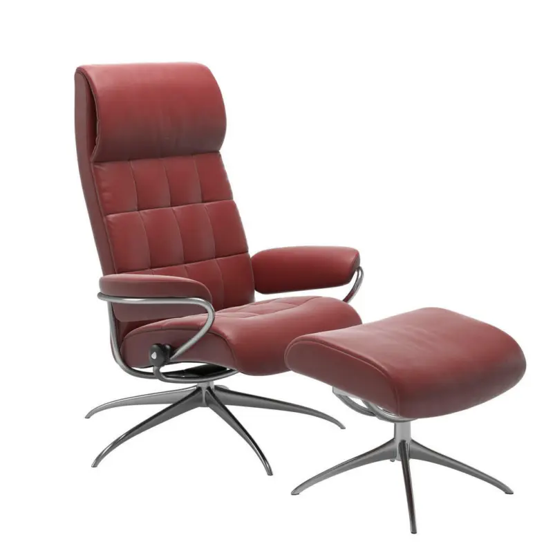 Relaxsesselset in Leder Dunkelrot