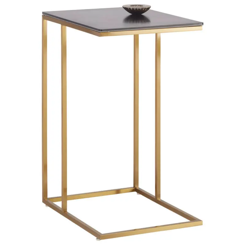 Beistelltisch in Metall, Glas, Keramik 38/47/68 cm