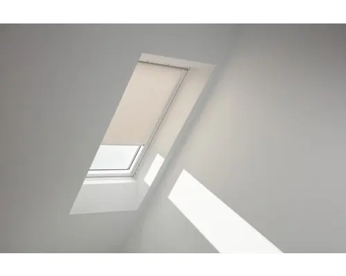 VELUX Sichtschutzrollo hell-taupe uni manuell Rahmen weiß RFL PK10 4169SWL
