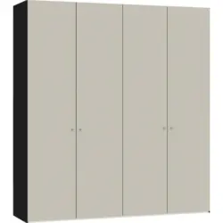 Falttürenschrank in Schwarz, Sandfarben