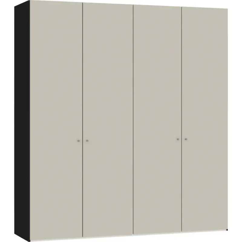 Falttürenschrank in Schwarz, Sandfarben