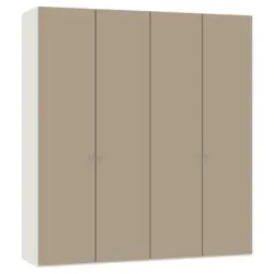 Drehtürenschrank in Creme, Hellbraun