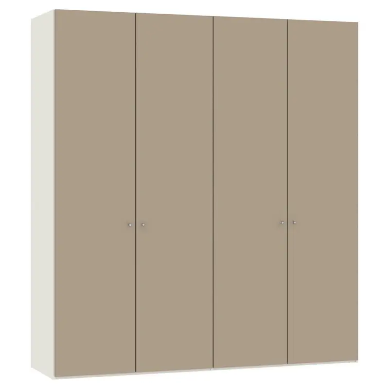 Drehtürenschrank in Creme, Hellbraun