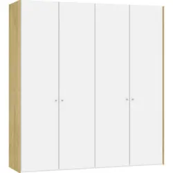 Falttürenschrank in Weiß, Eichefarben