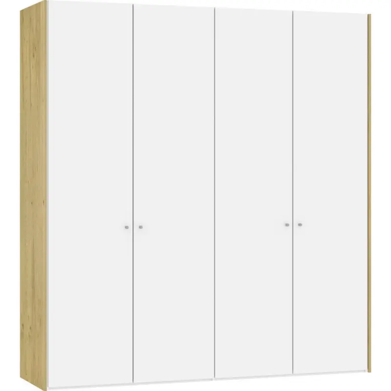 Falttürenschrank in Weiß, Eichefarben