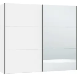 Schwebetürenschrank in Weiß, Weiß Hochglanz