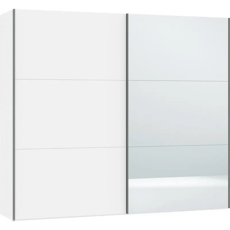 Schwebetürenschrank in Weiß, Weiß Hochglanz