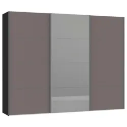 Schwebetürenschrank in Schwarz, Dunkelgrau