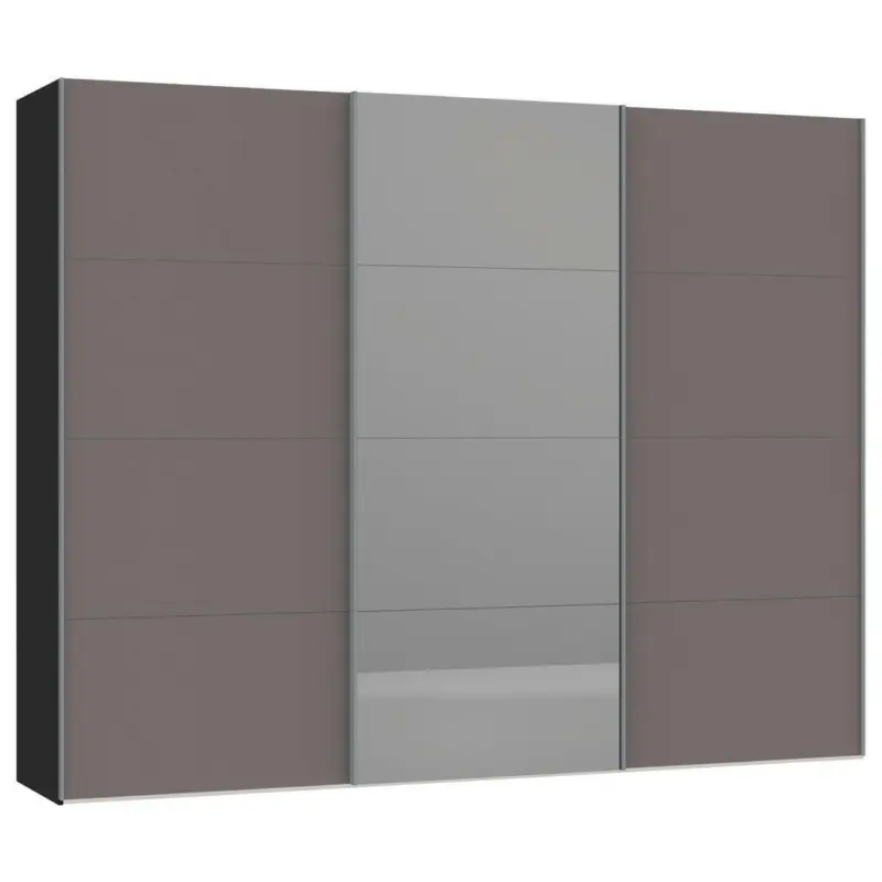 Schwebetürenschrank in Schwarz, Dunkelgrau