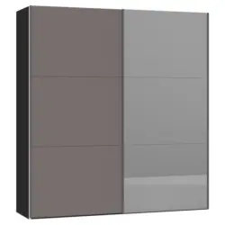 Schwebetürenschrank in Schwarz, Dunkelgrau