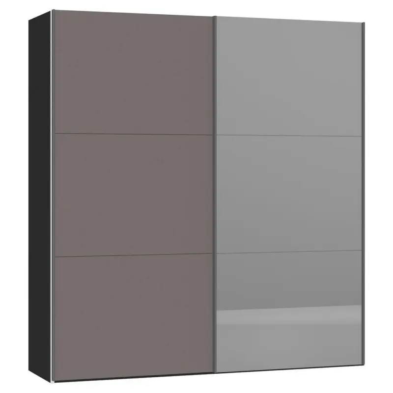 Schwebetürenschrank in Schwarz, Dunkelgrau