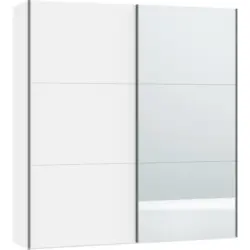 Schwebetürenschrank in Weiß, Weiß Hochglanz