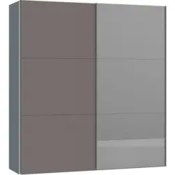 Schwebetürenschrank in Silberfarben, Dunkelgrau