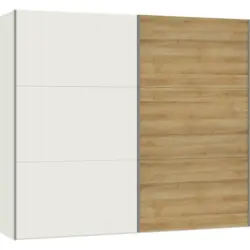 Schwebetürenschrank in Weiß, Eichefarben