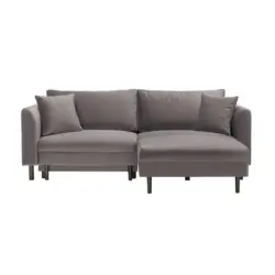 Ecksofa in Velours Grau