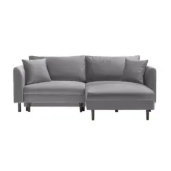 Ecksofa in Velours Hellgrau