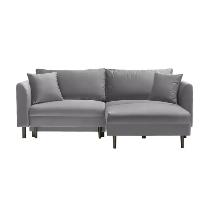 Ecksofa in Velours Hellgrau