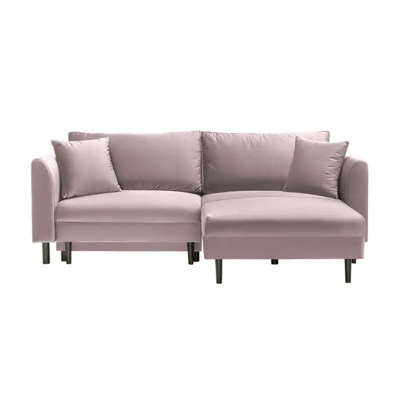 Ecksofa in Velours Rosa