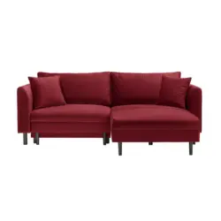 Ecksofa in Velours Rot