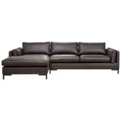 Ecksofa in Lederlook Dunkelbraun